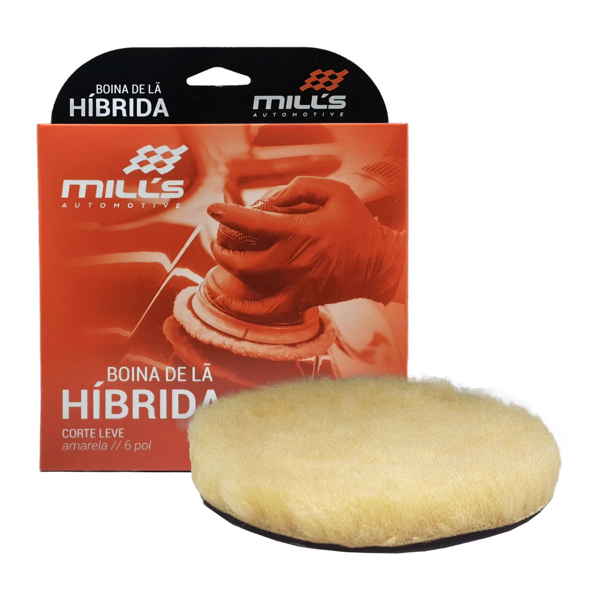 BOINA HIBRIDA AMARELA CORTE LEVE ROTATIVA E ROTO ORBITAL 6 POL MILLS