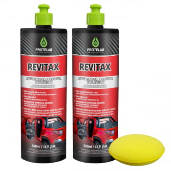 KIT 2 REVITAX REVITALIZADOR E PROTETOR DE PLÁSTICOS 500ML PROTELIM + APLICADOR DE ESPUMA