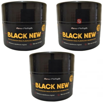 KIT 3 BLACK NEW REVITALIZADOR DE PLÁSTICOS EXTERNO 200G NEW POLISH