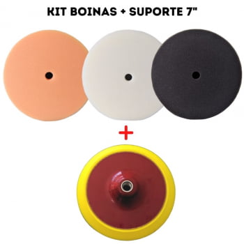 KIT 3 BOINAS ESPUMA LARANJA + BRANCA + PRETA + SUPORTE 7 POL 190MM NEW POLISH