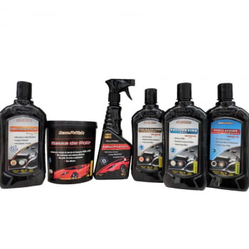 KIT 3 PASSOS + MASSA DE POLIR 1KG + CERA CRISTALIZADORA + CERA NEW FINISH NEW POLISH