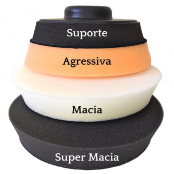 KIT BOINA DE ESPUMA 5 POL 140MM LARANJA + BRANCA + PRETA + SUPORTE NEW POLISH