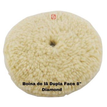 KIT COMPOSTO POLIDOR 1KG + MASSA DE POLIR 1KG + BOINA DE LÃ DUPLA FACE BRANCA 8 POL DIAMOND NEW POLISH