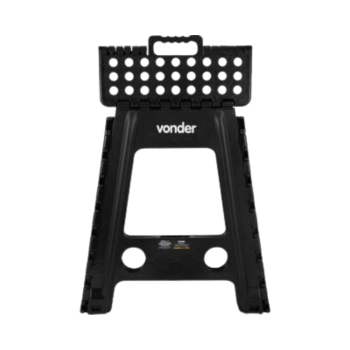 BANQUETA PLÁSTICA PRETA DOBRÁVEL CAPACIDADE 150KG 450MM VONDER