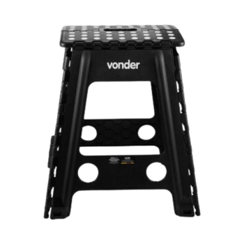 BANQUETA PLÁSTICA PRETA DOBRÁVEL CAPACIDADE 150KG 450MM VONDER