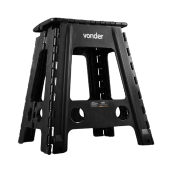 BANQUETA PLÁSTICA PRETA DOBRÁVEL CAPACIDADE 150KG 450MM VONDER