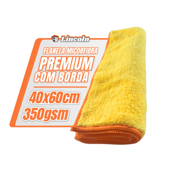 FLANELA DE MICROFIBRA AMARELA COM BORDA 40x60CM 350GSM LINCOLN