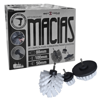 KIT 3 ESCOVAS MACIAS DE LIMPEZA PARA FURADEIRA E FUSADEIRA SGT TOOLS