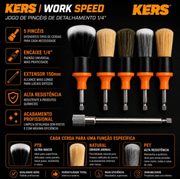 KIT DE PINCEIS DRILL - WORK SPEED 5PCS KERS