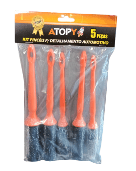 KIT DE PINCEIS PARA DETALHAMENTO AUTOMOTIVO 5 PEÇAS ATOPY