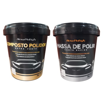 KIT MASSA DE POLIR CORTE 1KG + COMPOSTO POLIDOR EXTRA FORTE CORTE 1KG NEW POLISH