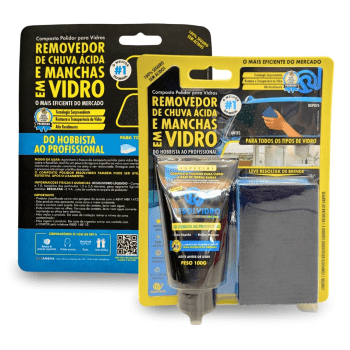 KIT REMOVEDOR DE CHUVA ÁCIDA E MANCHAS DE VIDROS 100G + RESOLTAK RESOLVIDRO