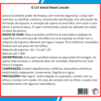 LS1 DETAIL WASH LAVADOR AUTOMOTIVO CONCENTRADO 500ML LINCOLN