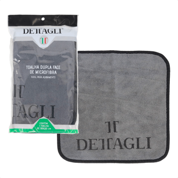 TOALHA DE MICROFIBRA DUPLA FACE CINZA ESCURO 30 X 30CM DETTAGLI