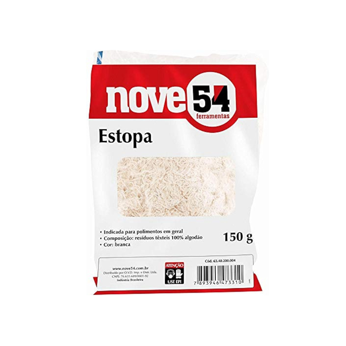 ESTOPA BRANCA PARA POLIMENTO PACOTE 150G NOVE54