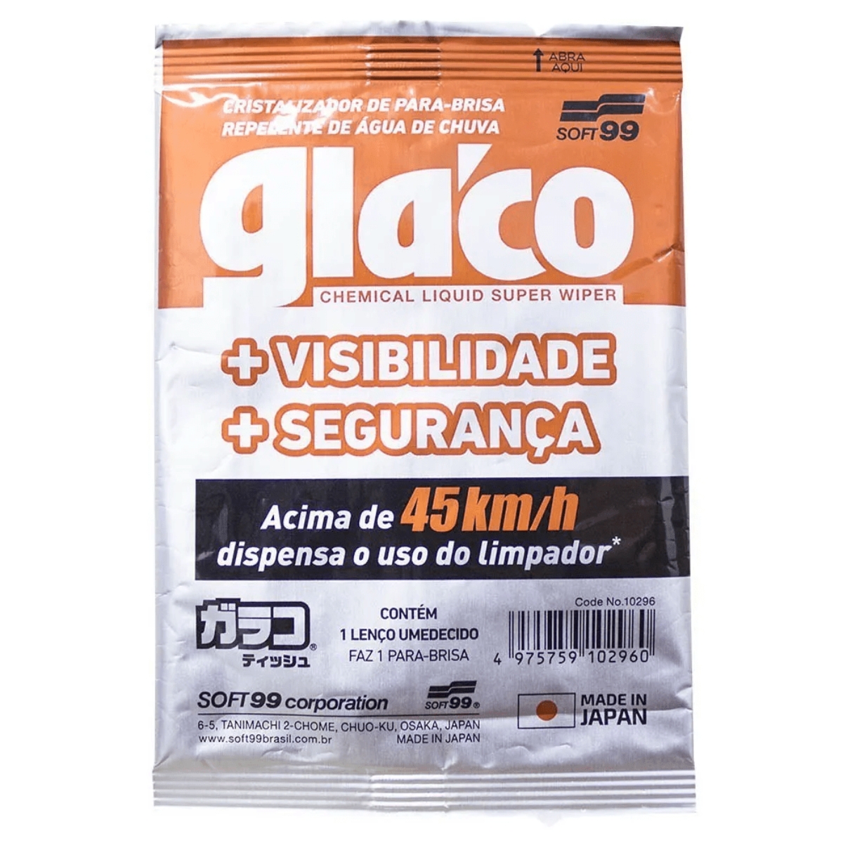 GLACO LENÇO REPELENTE DE ÁGUA DE CHUVA PARA-BRISAS SOFT99