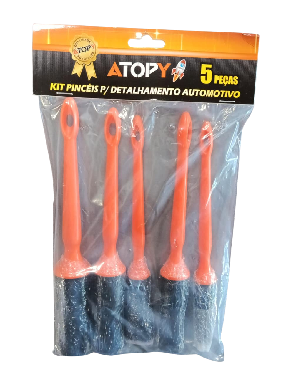 KIT DE PINCEIS PARA DETALHAMENTO AUTOMOTIVO 5 PEÇAS ATOPY